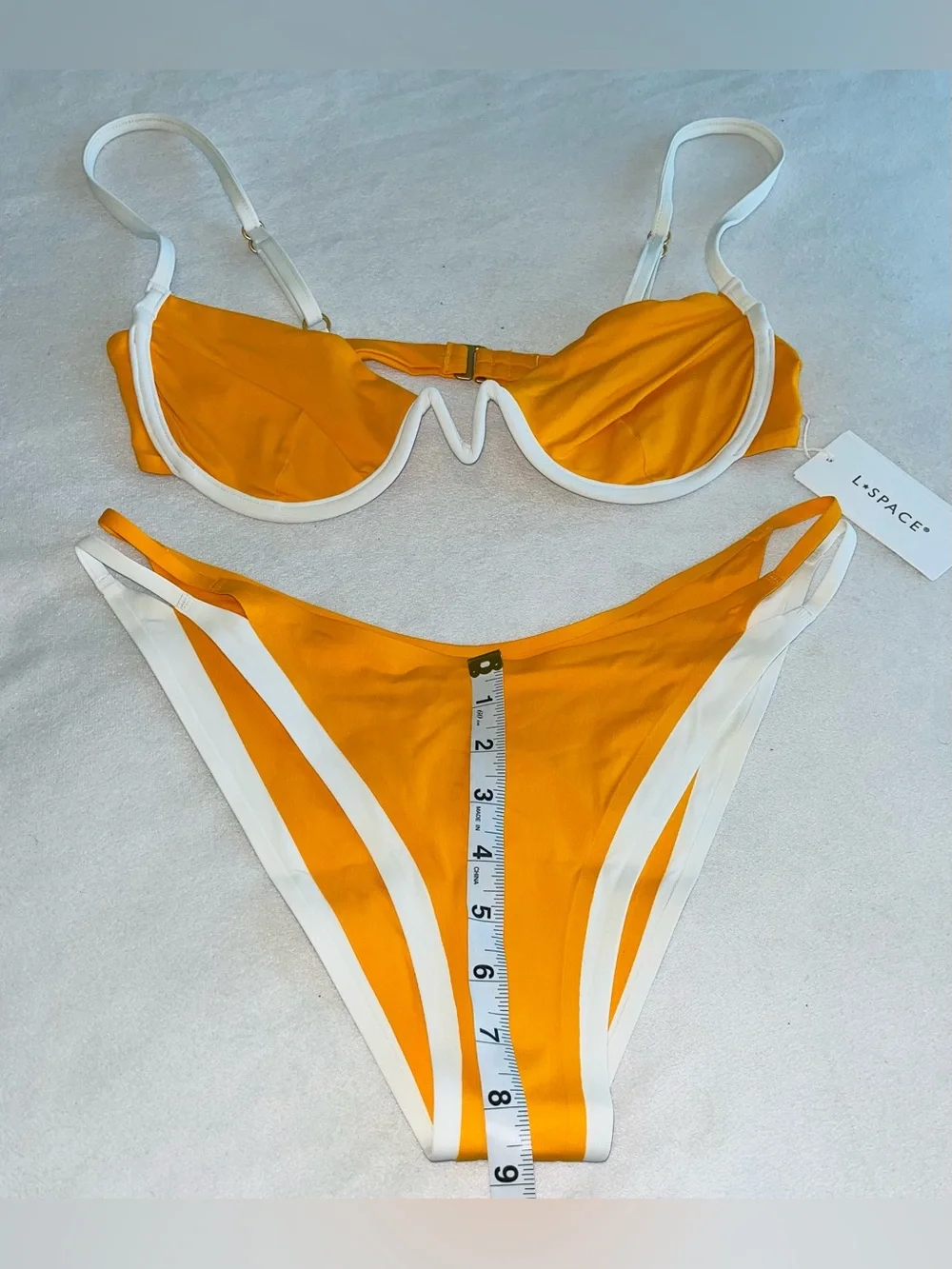 L*Space Bikini Set Niko Top & Billie Bikini Bottoms Mango/Cream Large Resortwear